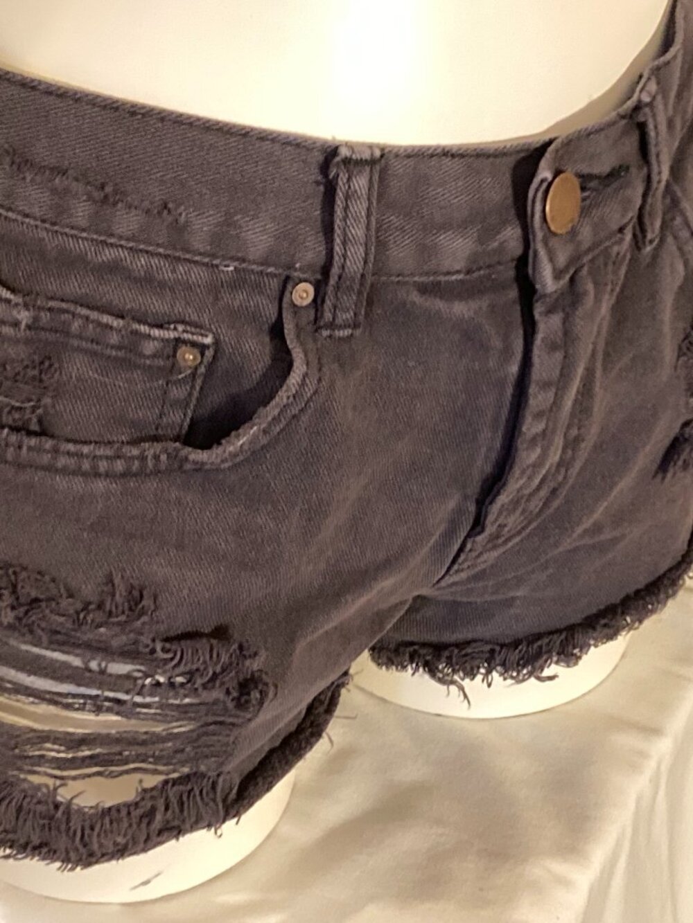 Billabong Black Distressed Denim Shorts Size 27